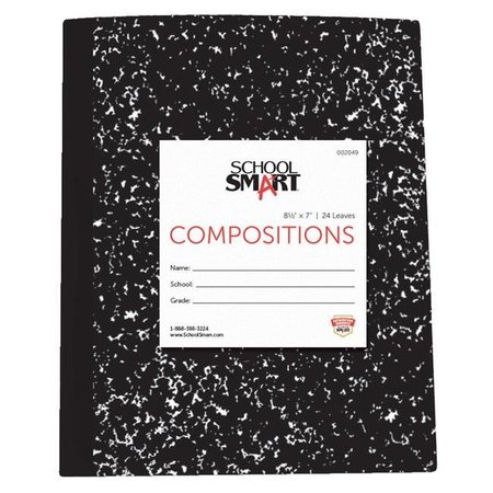 SCHOOL SMART School Smart 002049 8.5 x 7 In. Flexible Composition Book; 48 Sheets - Black Marble Cover 2049